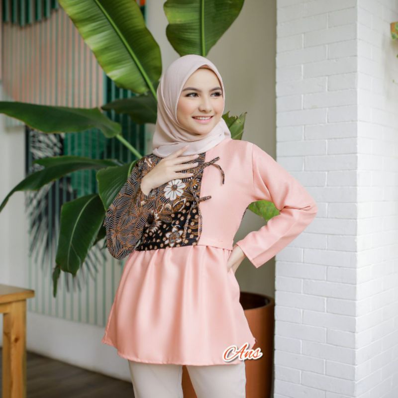 Batik wanita ASJ SA HRB026 Kenongo Kemeja Tosca Pendek-2
