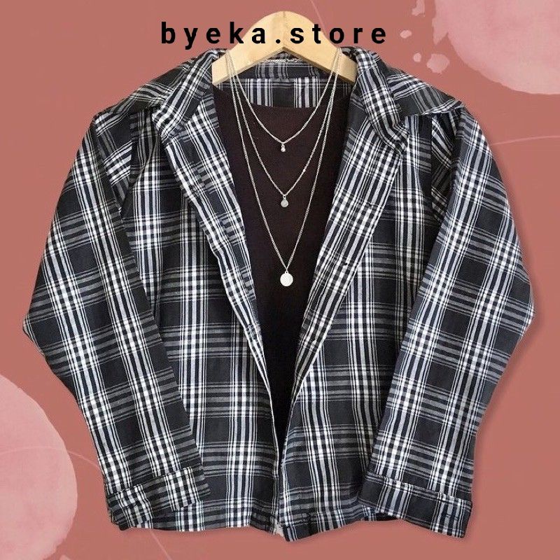 Emma top tartan / kemeja crop Tartan / kemeja kotak crop-A