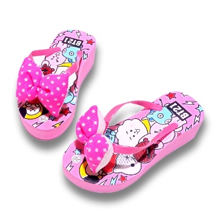 Sandal Wedges Anak Perempuan Motif BT21 PITA Terbaru Lucu