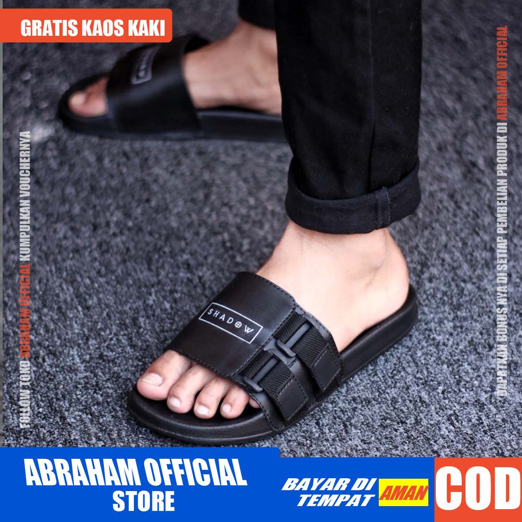 ABRHM FLUX Sandal Slide Pria Sandal Slop Pria Kulit Pu Sendal Selop Cowok / Cowo Keren Ori Kekinian