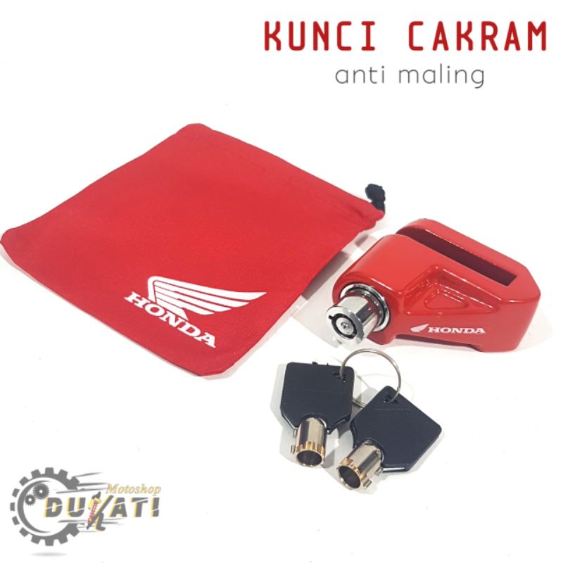 Kunci CAKRAM disk Gembok Cakram Motor Disc AHM Lock Anti Maling Original Honda