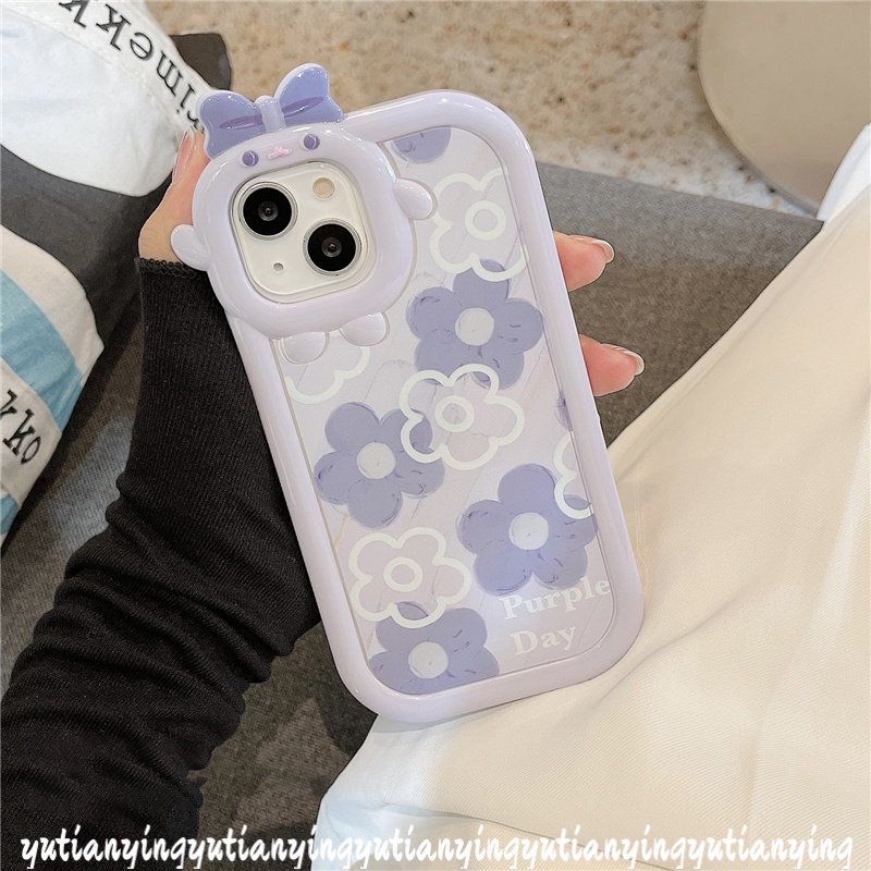 Ins Gadis Segar Bunga Case OPPO A17 A15 A57 2022 A54 A55 A76 A96 A15s A16 A3s A7 A5s A12 A17K A53 Reno 4F 5F 5 7 A74 A95 A16K A52 A9 A5 A16s A31 Bow-knot Little Monster Lens Sarung Cover Sarung