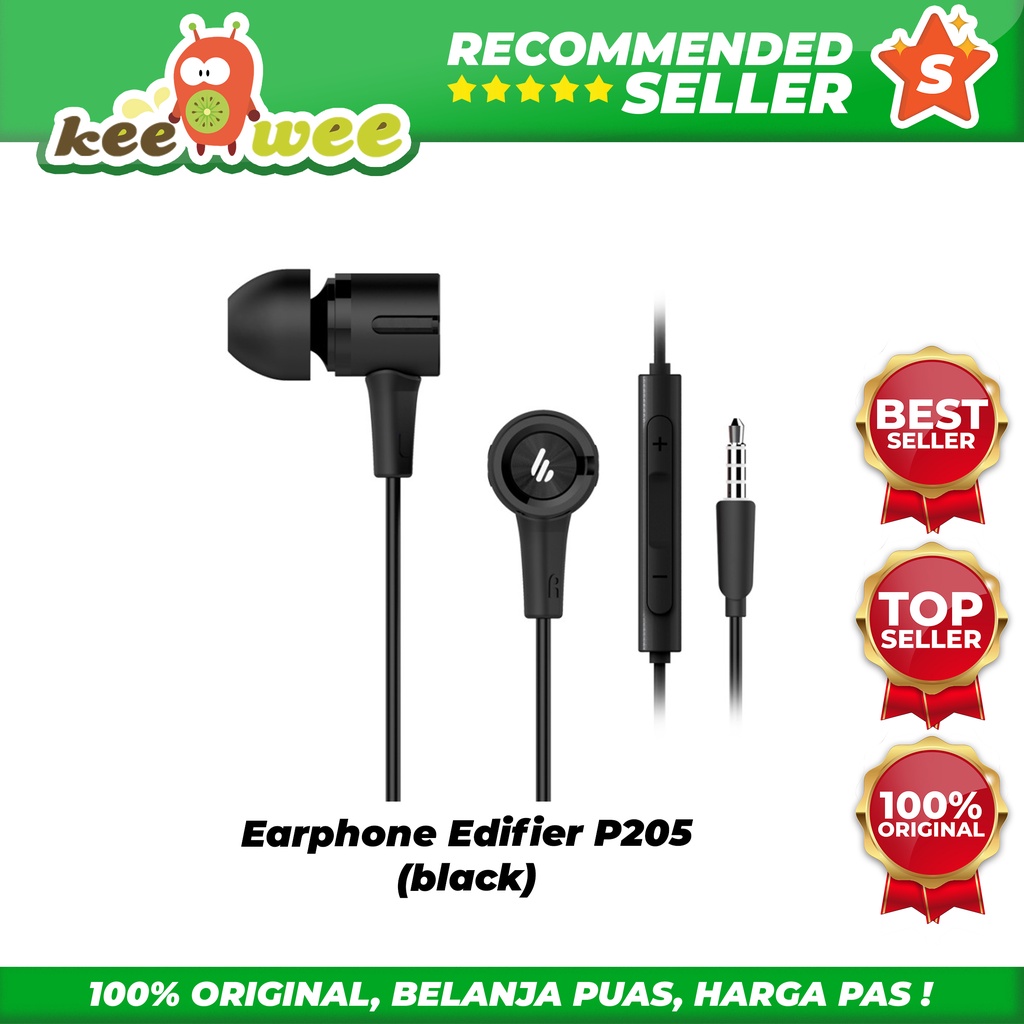 Earphone Edifier P205 dengan Mikrofon Bawaan dan Peredam Bising
