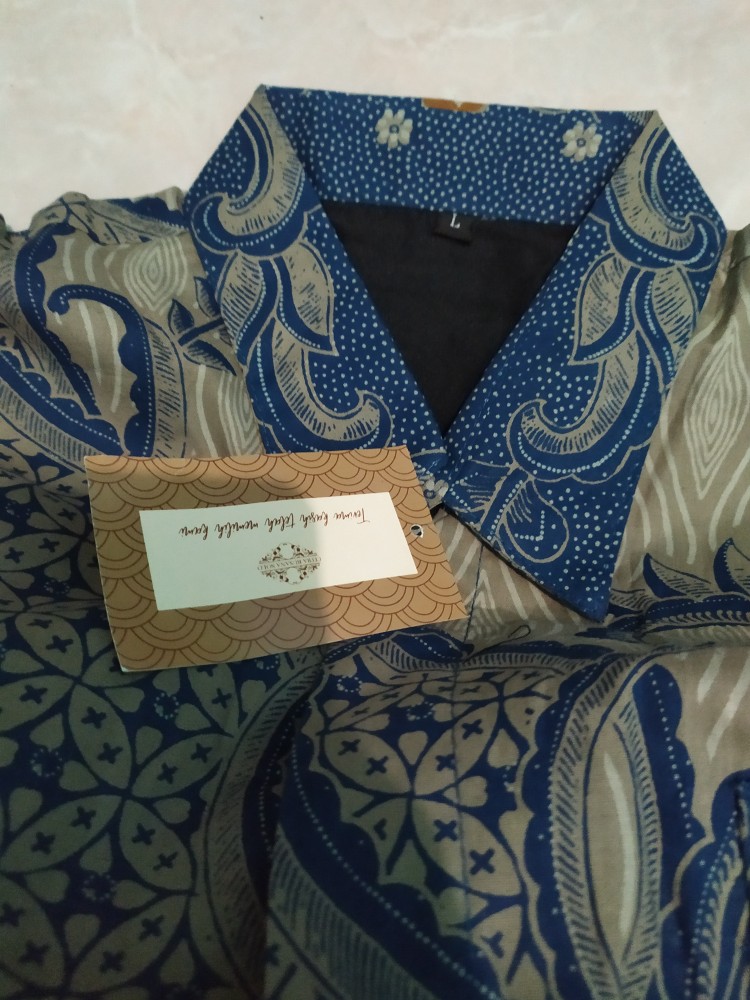 Bimasena Biru Kemeja Batik Pria Full Furing Bahan Katun Halus Sragenan