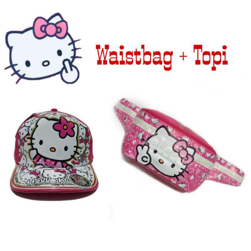 Waistbag anak hello Kitty 2in1 - Waistbag + Topi - Tas Anak Perempuan