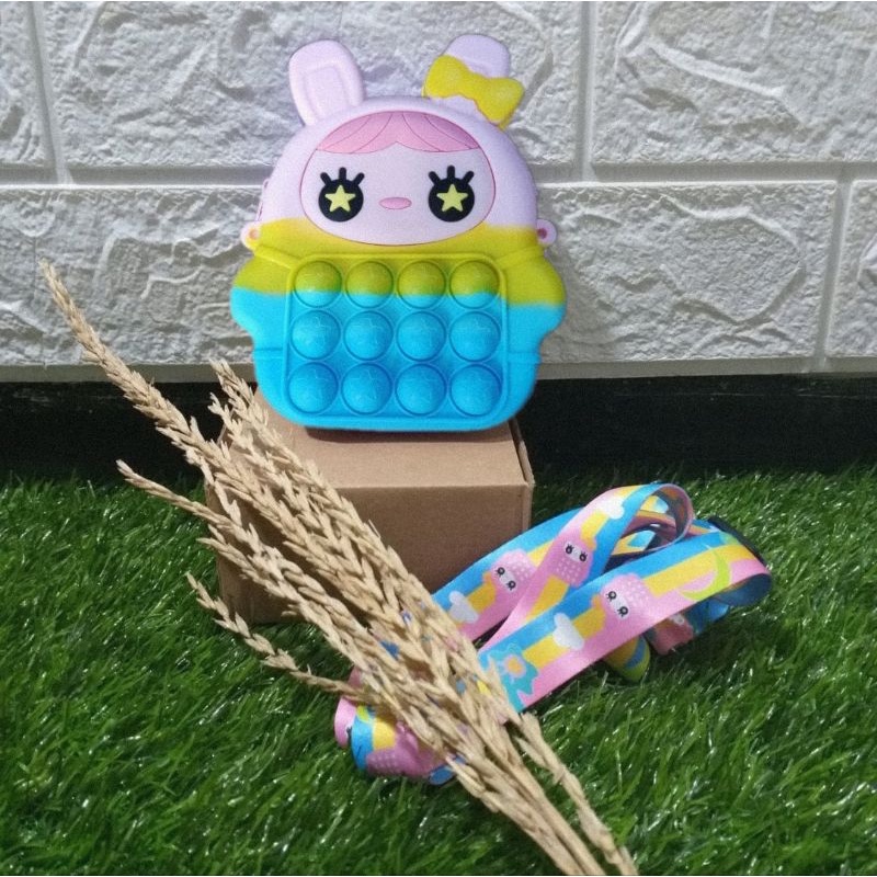 Tas selempang pop it viral Girl Rainbow Pink Muda