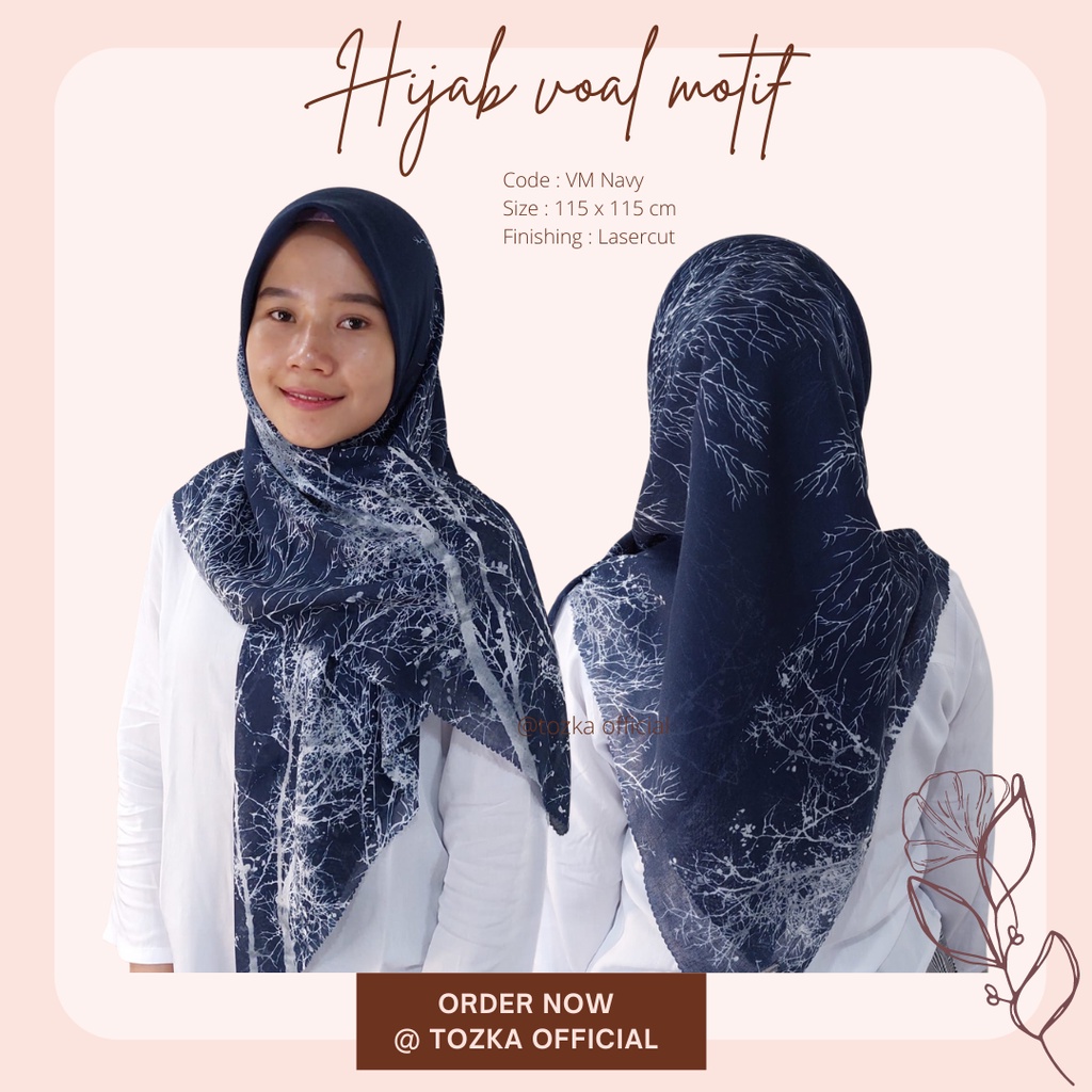 Hijab voal motif I Jilbab segiempat I Square hijab