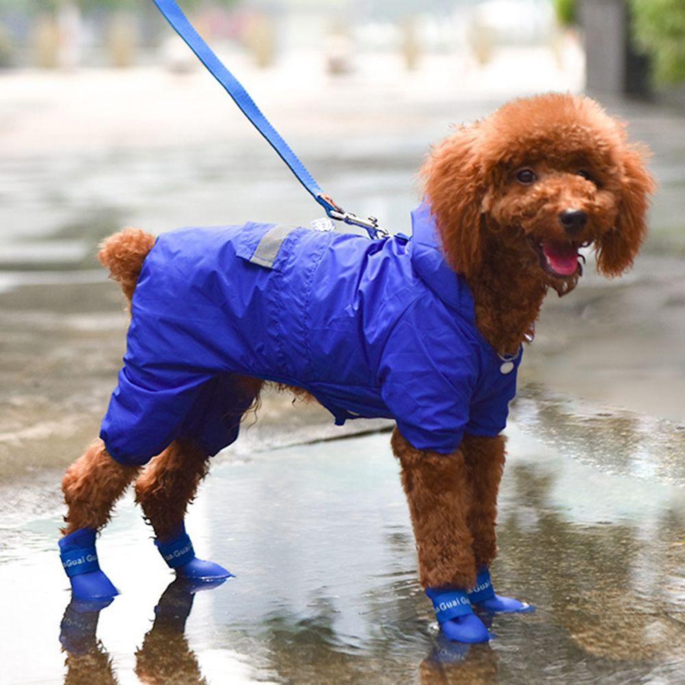 [Elegan] Sepatu Hujan Anjing 4pcs 7warna Untuk Empat Musim Anti Slip Hari Hujan Perlengkapan Hewan Peliharaan