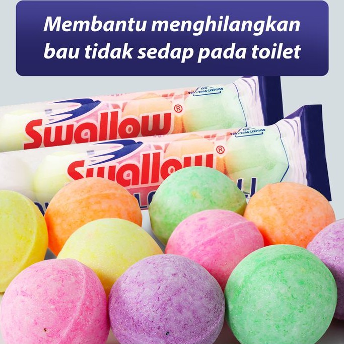 Kamper Swallow Toilet Colour Ball isi 5 pc pcs Kapur Baru Swalow Color Kamar Mandi Urinior Bola Bulat Warna Warni Balls isi5