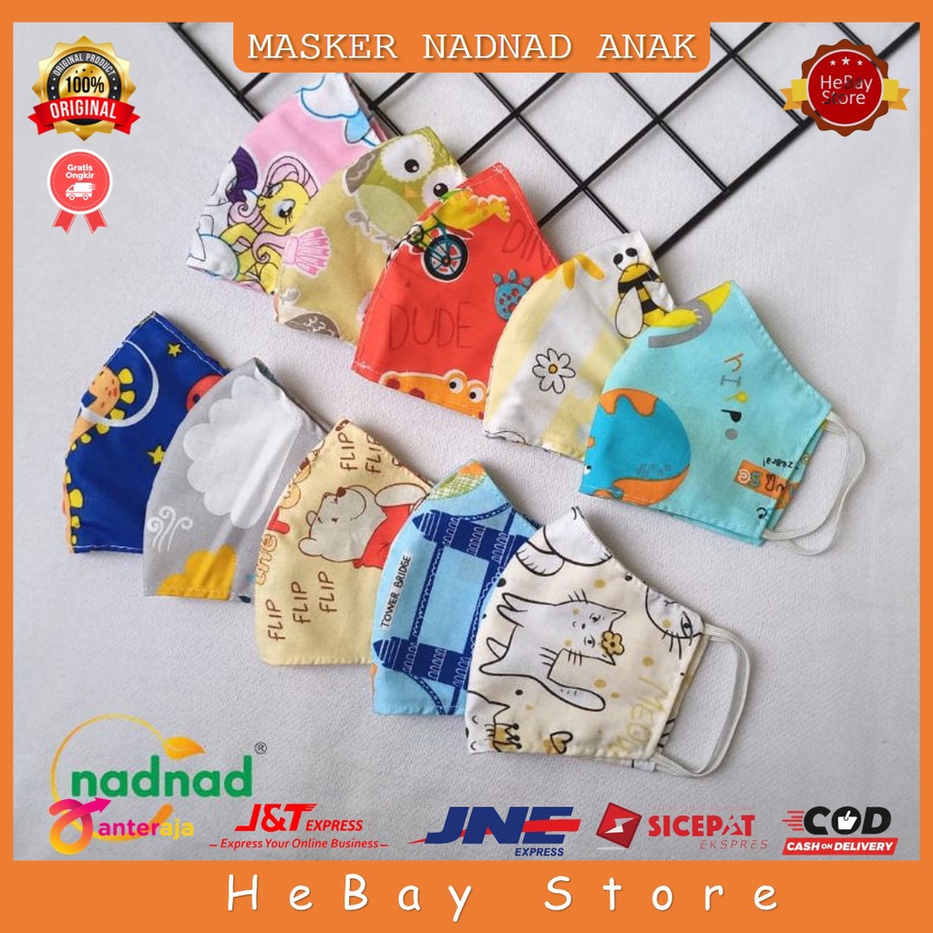 Masker Kain Anak 2 Lapis Masker Kain Anak Laki-Laki Perempuan Masker Kain Earloop Motif Karakter Luc