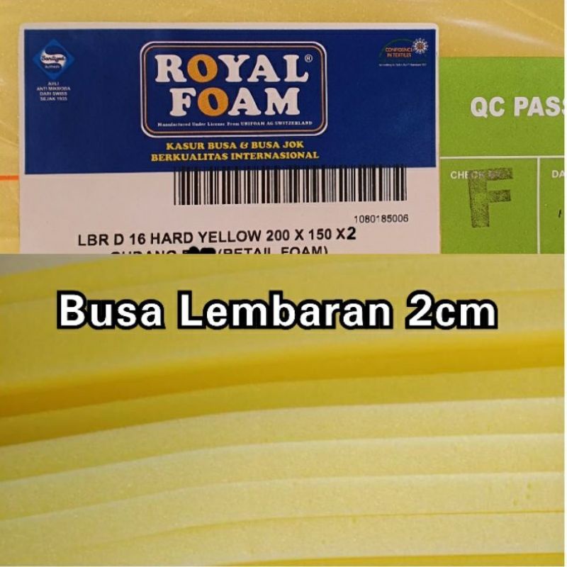 Busa Royal Foam lembaran Tebal 2cm 150x200cm Busa Surpet/Kasur Yellow/Kuning Busa 20mm