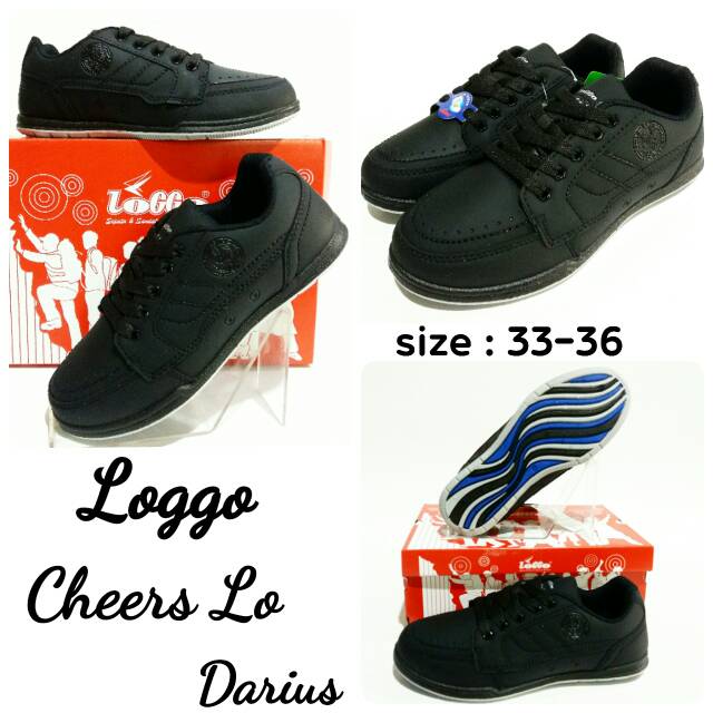 Sepatu sekolah anak junior pria Loggo Lucky Lo Darius sepatu Full Black  murah dan baru