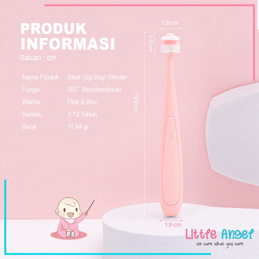 SIKAT GIGI BAYI ANAK Bulat 360 Derajat Training Toothbrush Baby Kids 1 tahun Silicon Lembut Bulu Halus Impor