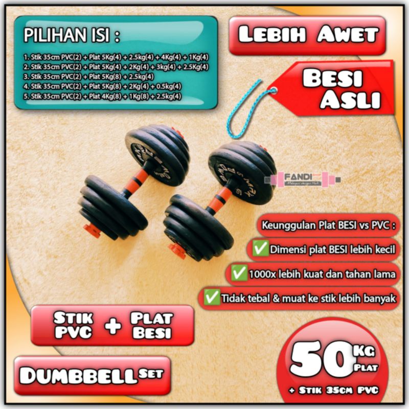 Barbel 50kg - dumbbell set 50kg - dumbbell 50kg - dumbell 50kg