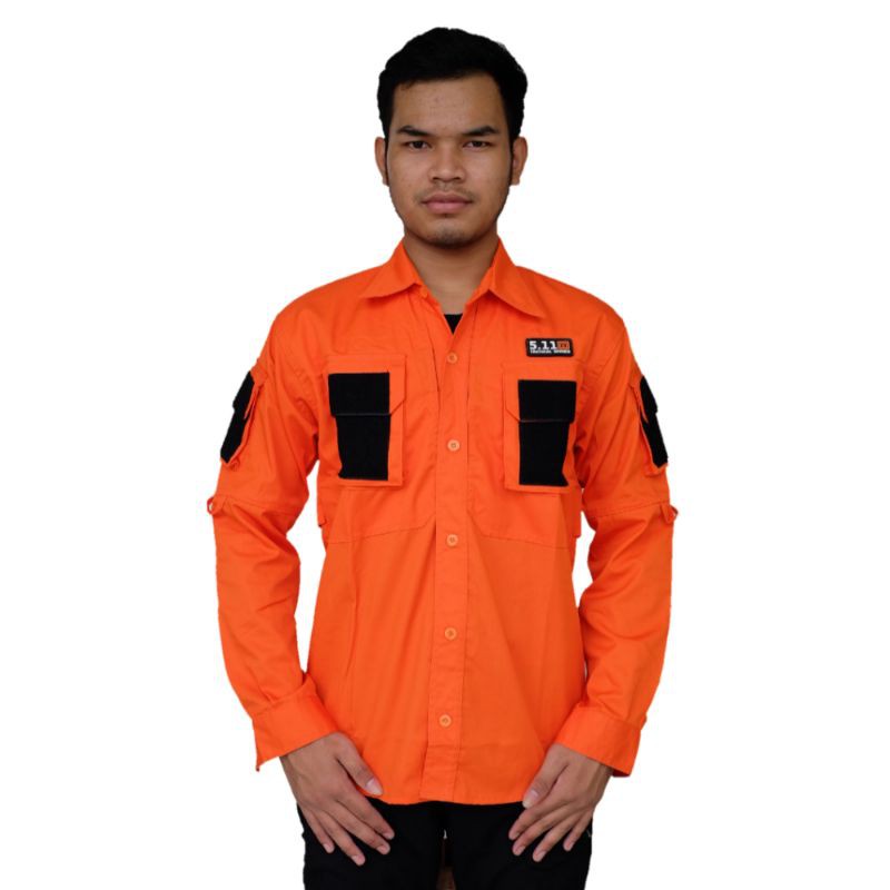 Kemeja Tactical 511 Tangan Panjang Bahan Drill Orange