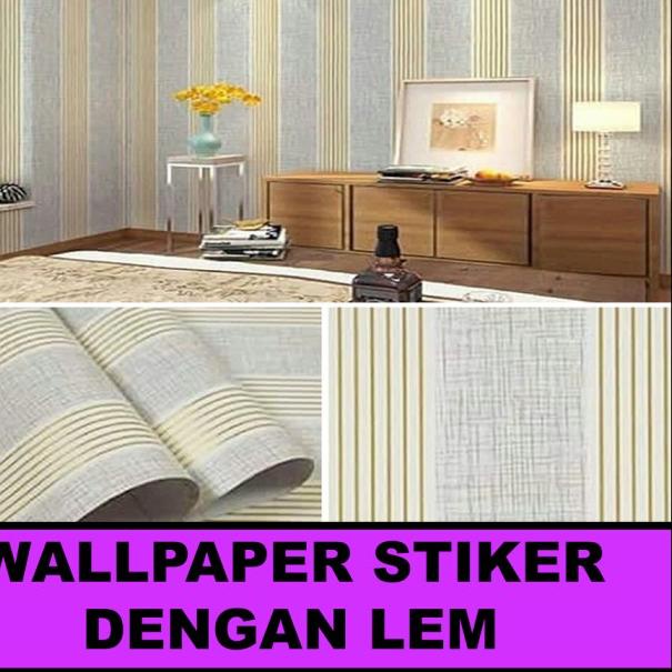 ♕ Wallpaper Dinding Stiker Walpaper dinding Salur Abu Emas 45cmx10m - 001 ➺