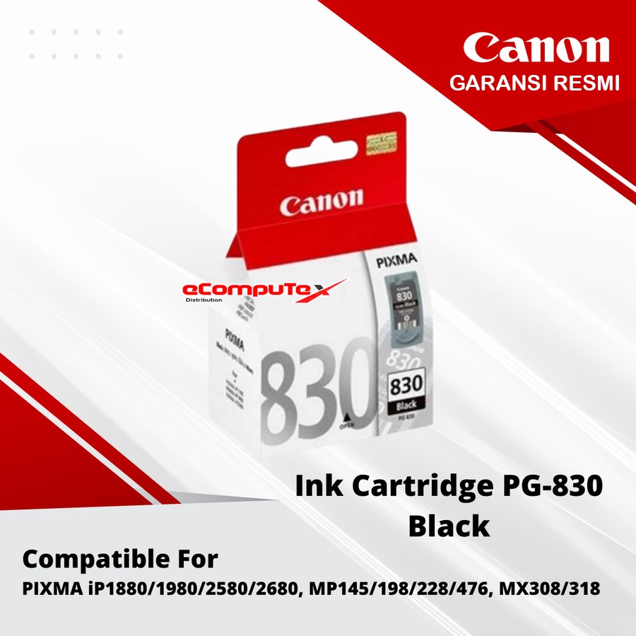 CARTRIDGE CANON PG-830 BLACK / TINTA CATRIDGE CANON PG830 HITAM - RESMI