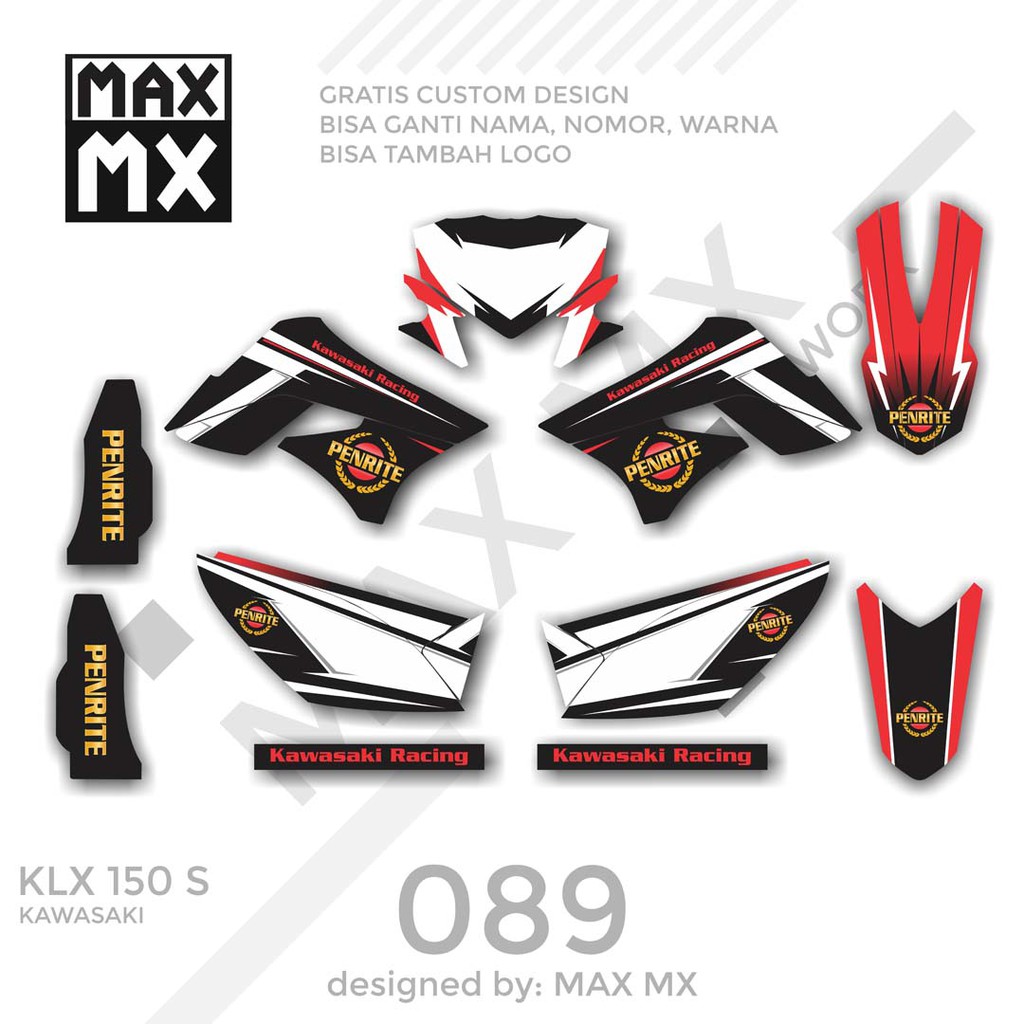 MX-01089 decal klx 150 hitam putih pernite