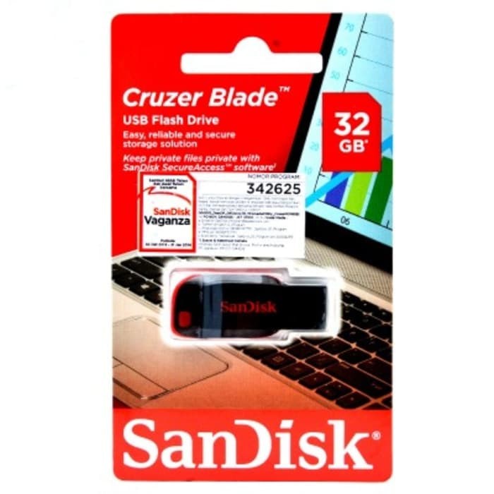 Flashdisk 32GB  Sandisk CZ50 Original Garansi Datascript 5Tahun