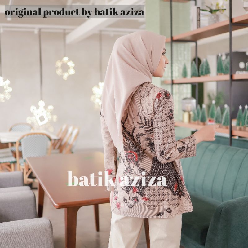 Atasan Batik Wanita Modern Terbaru Blouse Batik Wanita Lengan Panjang Motif Yasmina Batik Aziza