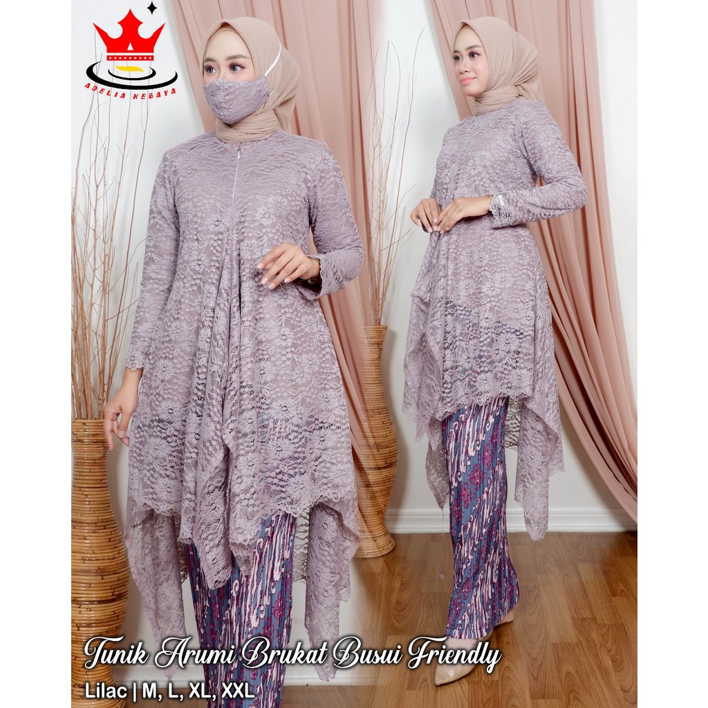 Kebaya tunik ARUMI set kebaya brukat mutiara/kebaya busui/setelan kebaya wisuda/kebaya kartini/murah