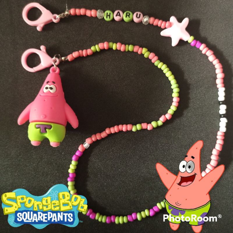 kalung masker anak tema patrik SpongeBob ada bandulnya /boneka bisa request nama