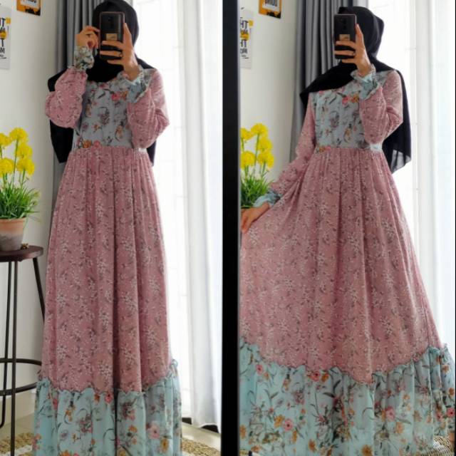 BAJU GAMIS MAXY DRESS / GAMIS MOTIF (HARGA GROSIR) BAHAN CERUTY (ORIGINAL)