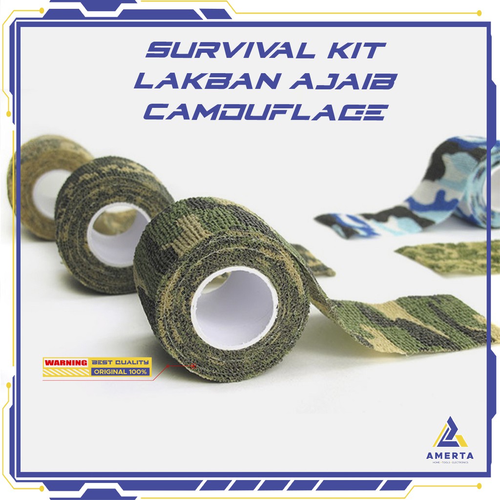 FORAUTO Camouflage Retractable Tape Hunting Survival Kit / Lakban Ajaib