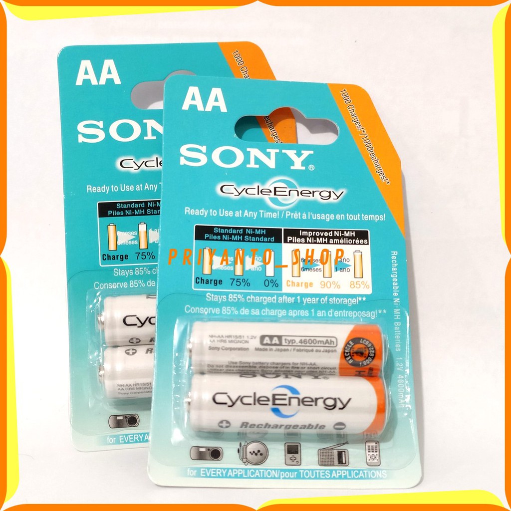 BATERAI SONY A2 AA 4600 mAh ISI 2 CAS ISI ULANG ORIGINAL