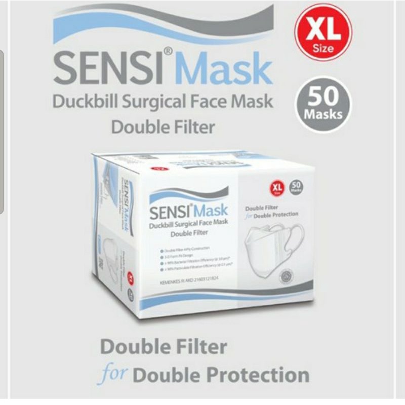 Makassar Masker Sensi Duckbill Xl 4 ply isi 50pc Double Filter murah original