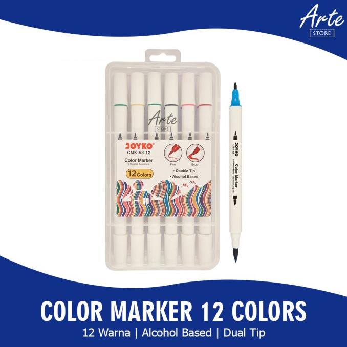 

Spidol - Joyko Color Marker Dual Tip Cmk-58-12 Warna