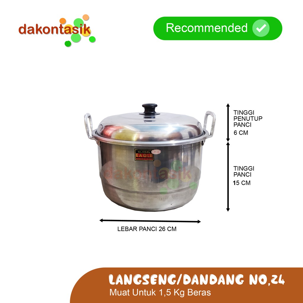DAKONTASIK - PANCI KUKUS DANDANG SET / LANGSENG SET ALAT KUKUS ALUMUNIUM HALCO NO 24