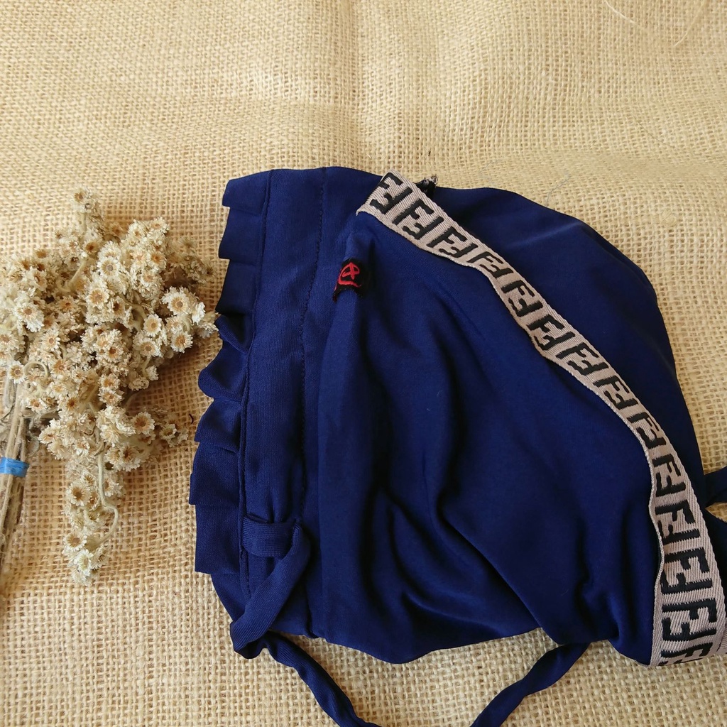 Hijab Instan Gerigi Tali FF/Bergo Tali Pet Gerigi Sporty FF-Navy