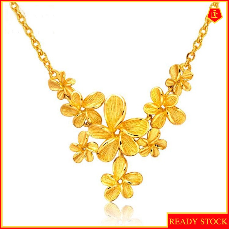 [Ready Stock]Fashion Gold-Plated Necklace Flower Frosted Pendant