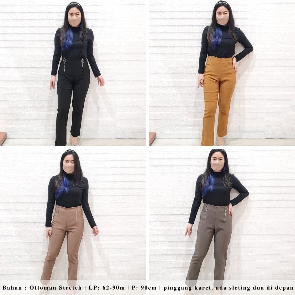 1555 zara newt pants zipper pants celana wanita stretch