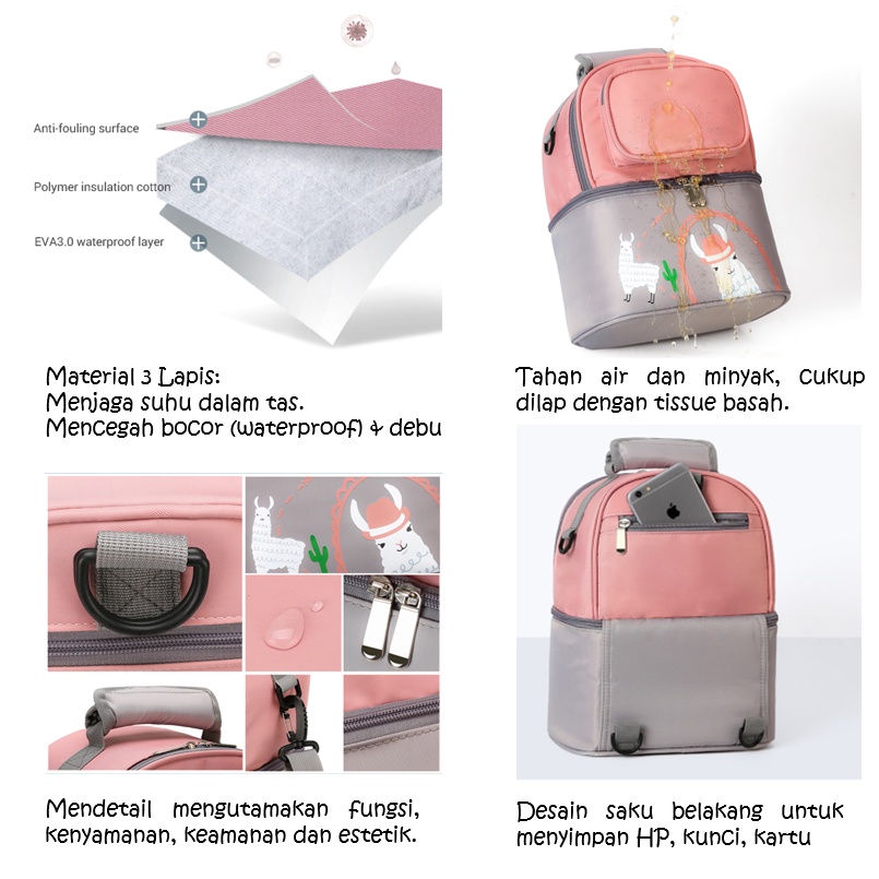 LIGERA Cooler Backpack Tas ASI Bayi Waterproof Diaper Bag Tas Lunch Bekal Multifungsi High Quality