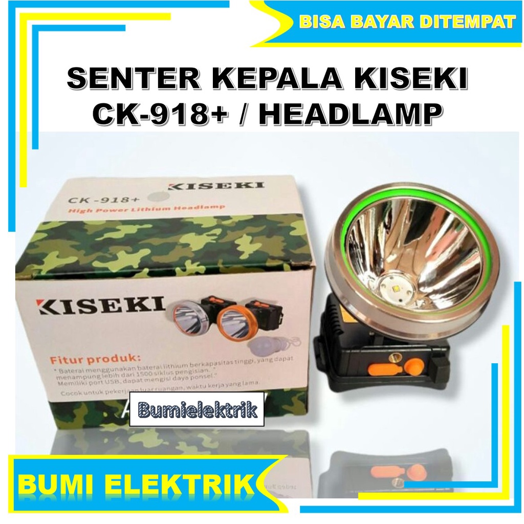 Senter Kepala Kiseki CK-918+ 100W / CK-188 35W Headlamp Outdoor 100 Watt Kiseki CK 918 Senter LED Headlamp Kiseki CK918 100 WATT Senter Murah