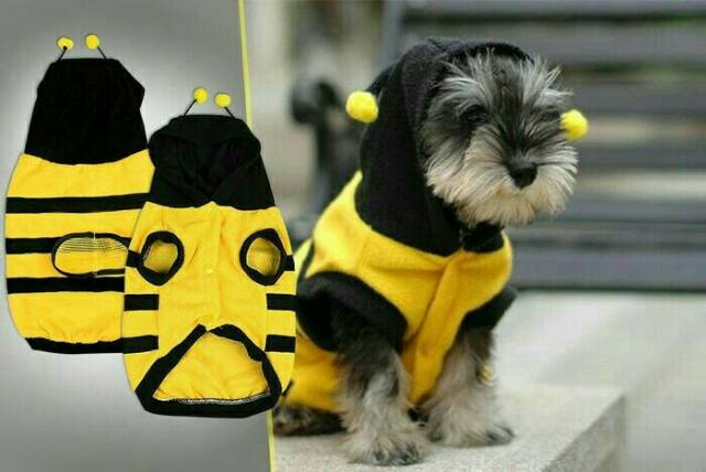 hoodie anjing kucing baju kostum lebah bee kuning