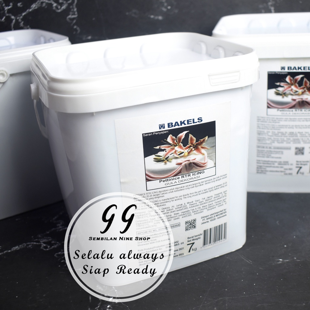 

BAKELS Fondant WHITE 7 KG Pettinice RTR Icing Gula Dekorasi Fondan