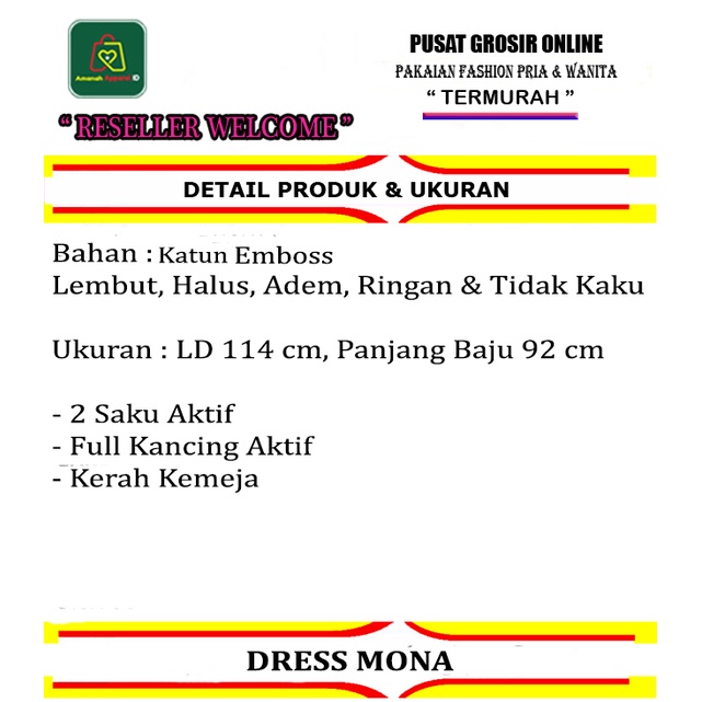 Baju Atasan Wanita DRESS MONA Bahan Katun Emboss Premium JUMBO TERBARU / 19941