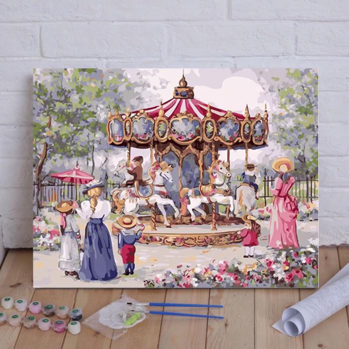 

Art / Ready Diy Painting By Number Kit Merry Go Round Paint By Numbers