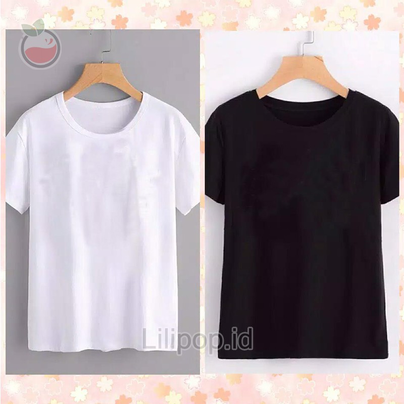 Kaos Polos Wanita Pendek Tshirt Distro O Neck Oversize Paket Hemat Lilipop