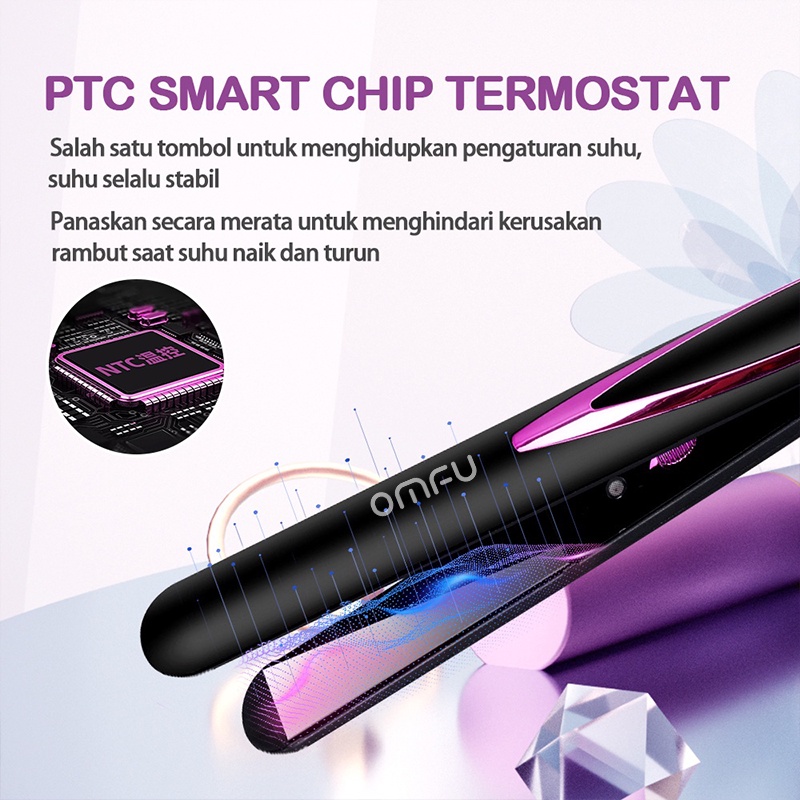 Omfu Catokan Rambut Catokan Curly 2in1 Sisir Catokan Pelurus Rambut Perawatan Rambut Suhu Konstan Yang Cerdas