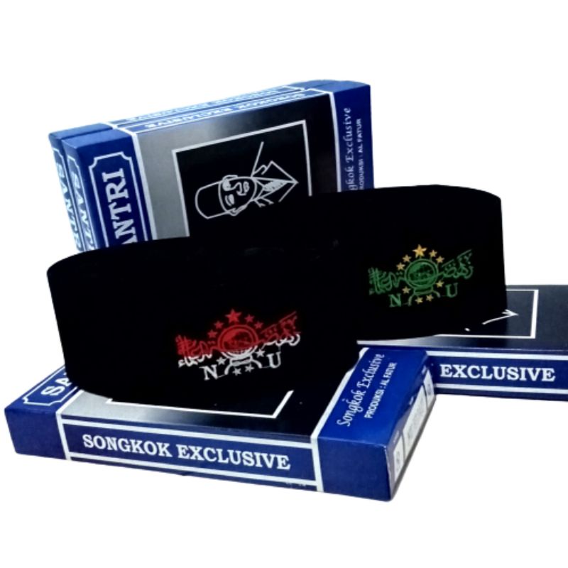 PECI HITAM NU/SONGKOK HITAM NASIONAL BORDIR NU MERAH PUTIH ANAK DEWASA