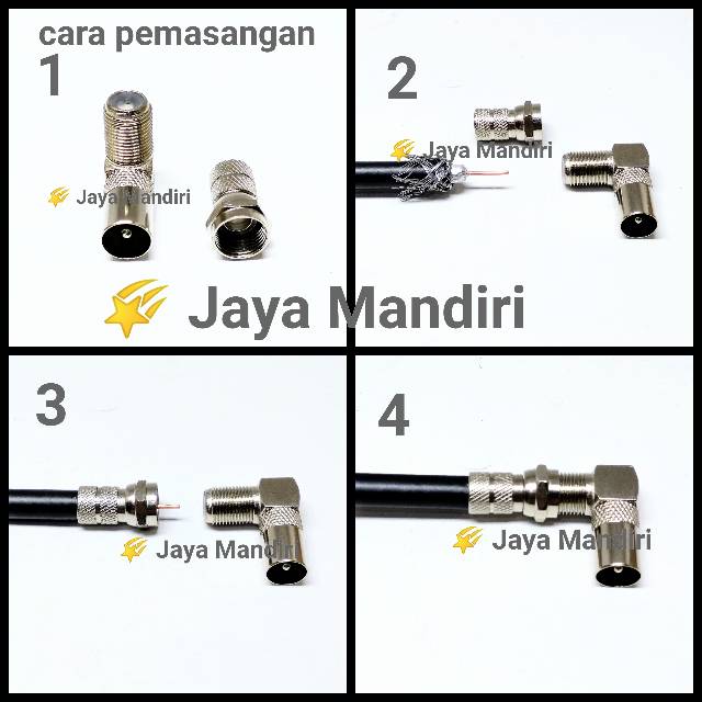 Connector Jack F to TV L Male Set / Jack TV L Drat Besi + Konektor Drat ( L Drat Set )