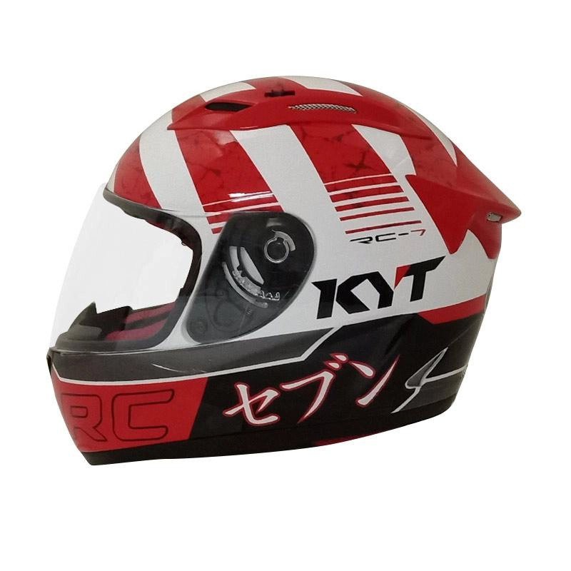 Helm KYT RC SEVEN #17 Helm Full Face RC7 - White Red Putih Merah Jepang
