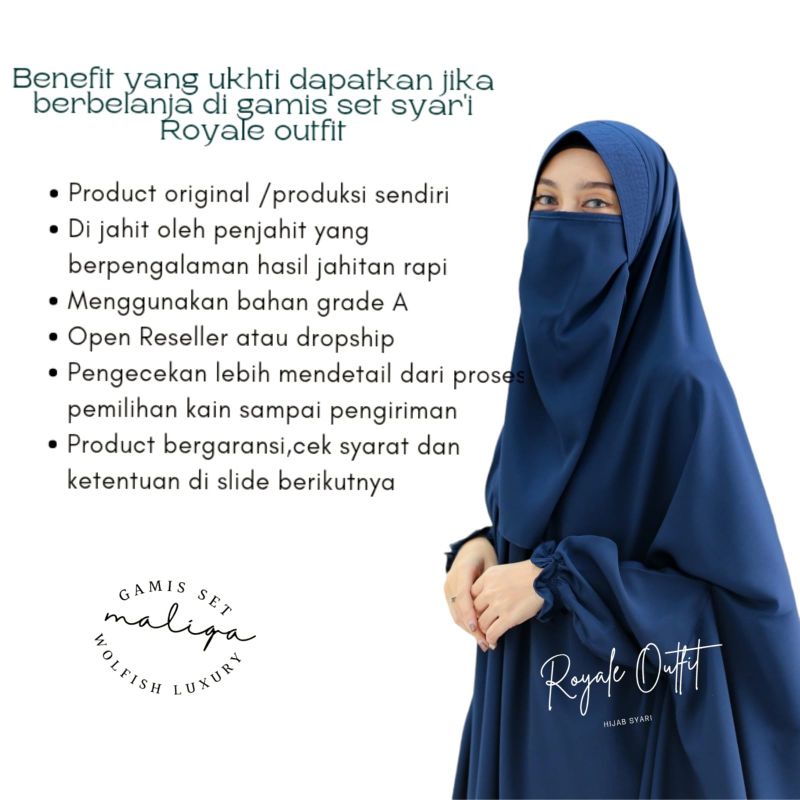 Maliqa syari|gamis syari lengan pendek Gamis set khimar|Gamis polos gamis cadar gamis akhwat gamis ori ori royale