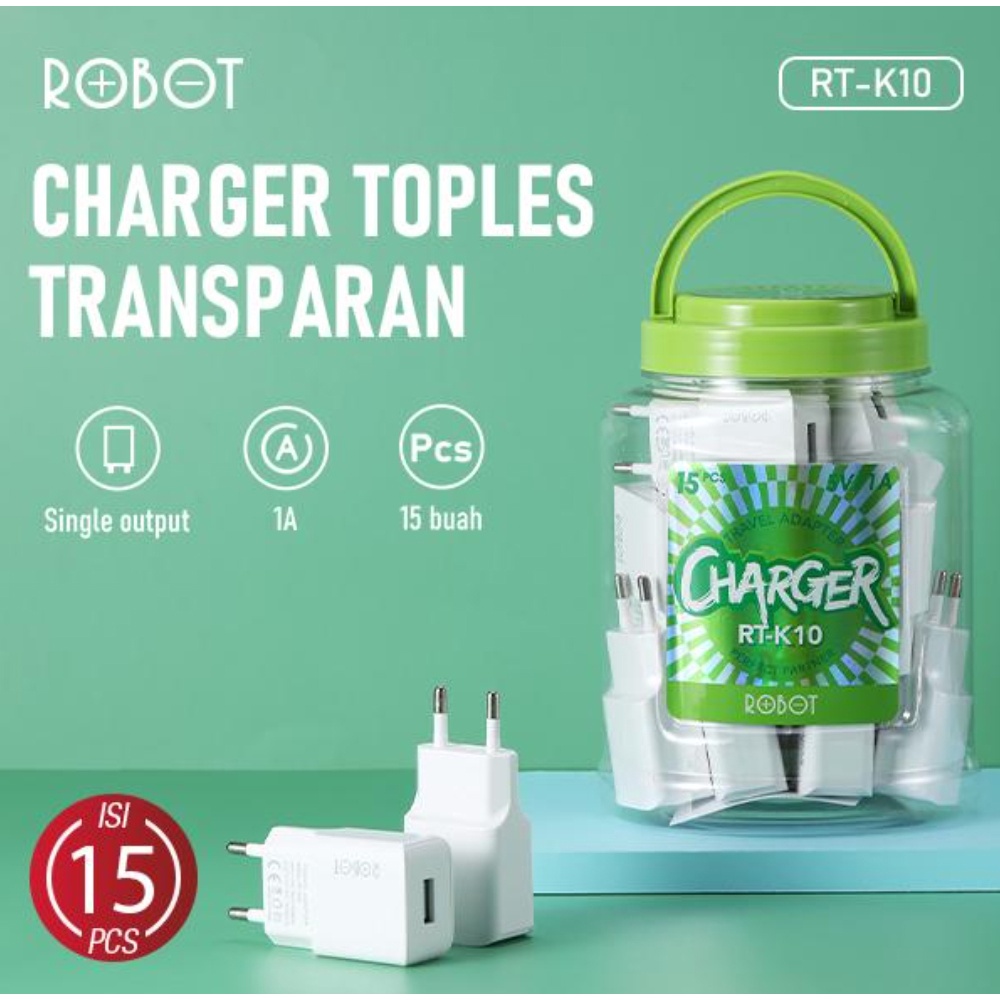 Robot Adaptor Batok Charger 1A ROBOT RT K4 White - RT K10