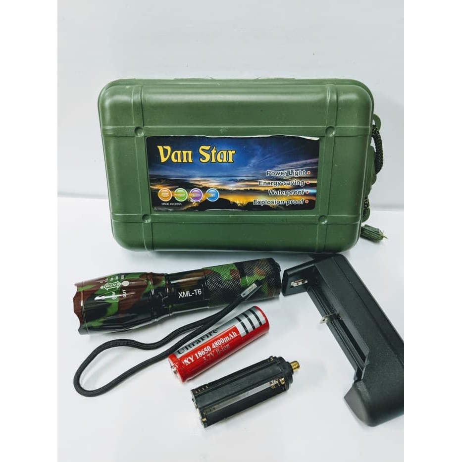 senter police Led T6 N1 warna Loreng tentara amry ~El~Xt1~