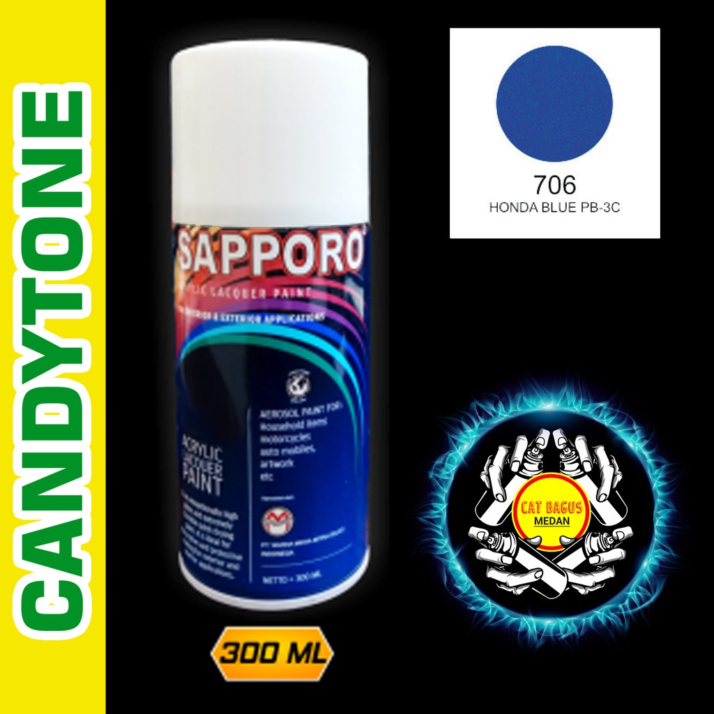 SAPPORO 706 HONDA BLUE PB-3C BIRU CANDYTONE CAT SEMPROT 300 ML CANDY BIRU PB 3C PB3C CAT MOTOR AEROS